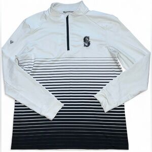 Levelwear White and Black Striped Quarter-Zip‎ Pullover Medium